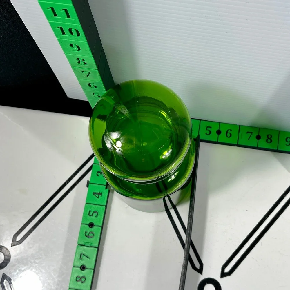 Vintage Belgium Green Glass Apothecary Jar Bubble Lid Canister‎ ~8.5-9